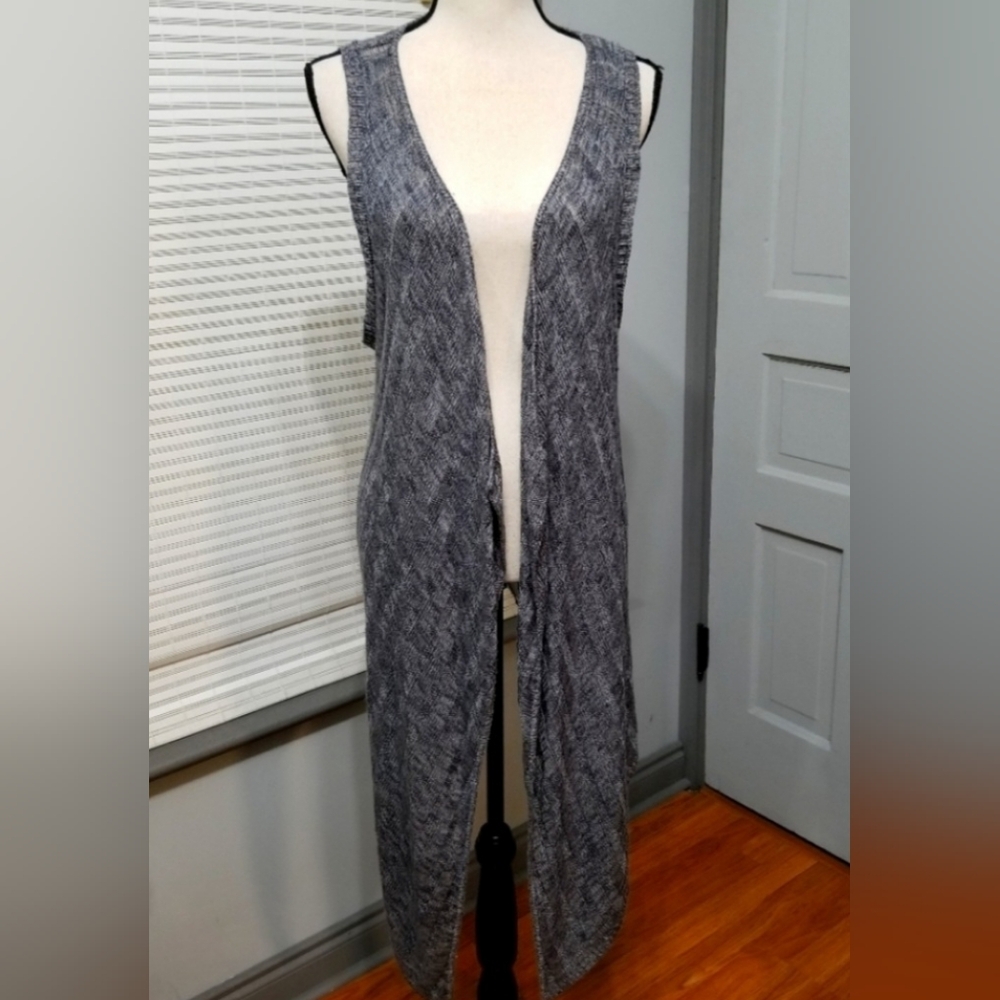 Maurices Plus Knit Drape Front Vest With Pointelle Stiching Grey 3X